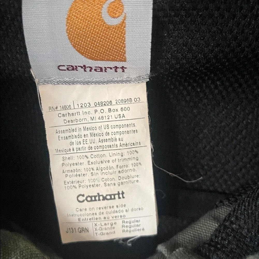 Vintage Carhartt Green Hooded Heavy Duty Work Jacket XLarge RN 14806 XL
